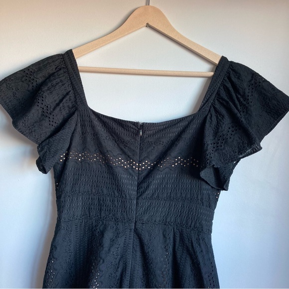 BCBGMAXAZRIA Black Embroidery Fit And flare Midi Dress Size 8 - Picture 4 of 13